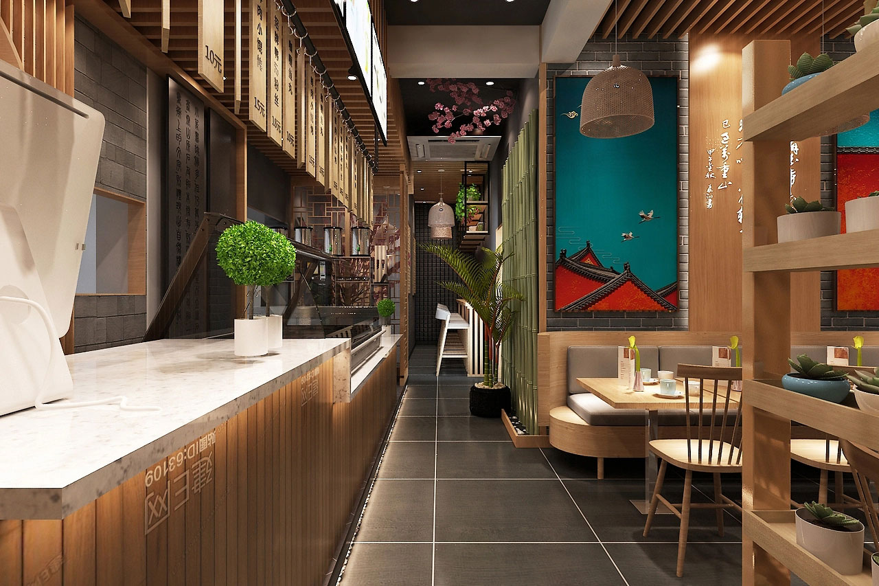 178平米中式面館店面設(shè)計效果圖