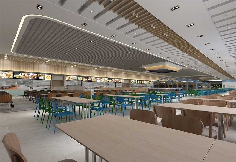 鄭州工廠食堂裝修工期安排：多人同時(shí)就餐的餐桌布局與施工周期