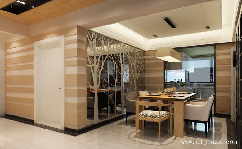 寧靜時(shí)尚的現(xiàn)代簡約風(fēng)格三居室餐廳裝修效果圖